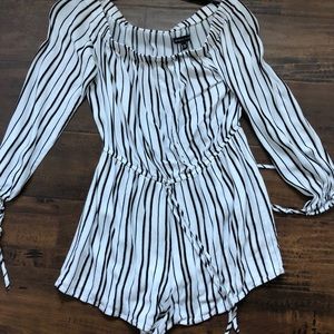 Striped off the shoulder romper